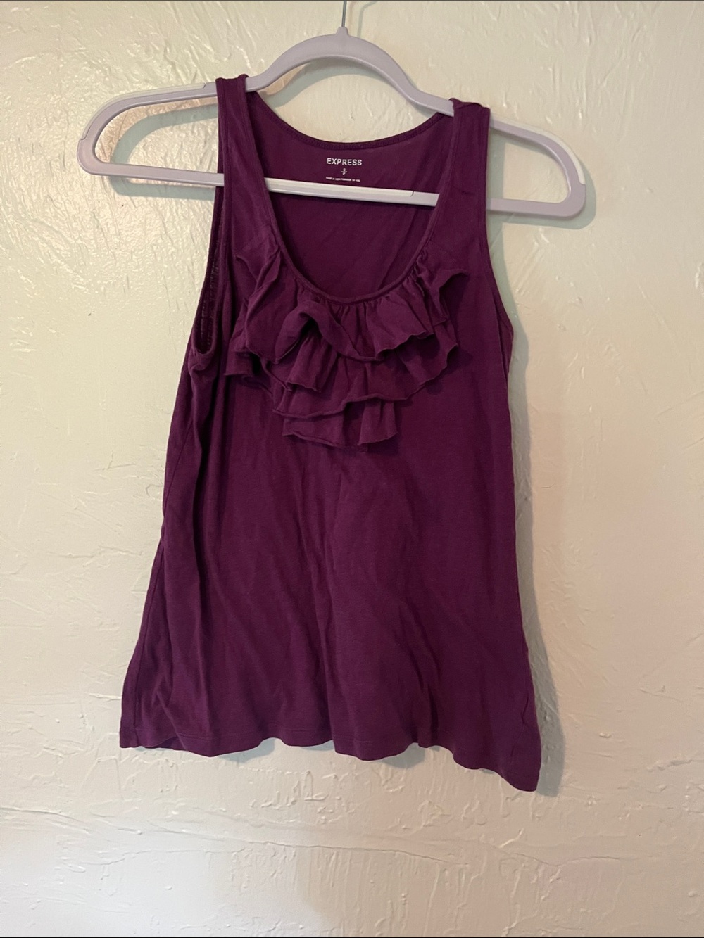 Express Plum Ruffle Front Tank Top - Picture 3 of 4